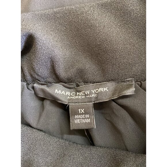 Andrew Marc New YorkWomens Blouse 1X Black Long Sleeve Sheer Pleated Corpcore - Picture 3 of 7